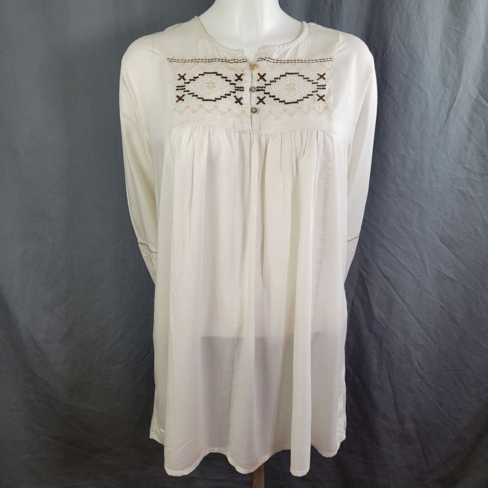 Sweet‎ Magnolia Pleated Front Embroidered Blouse